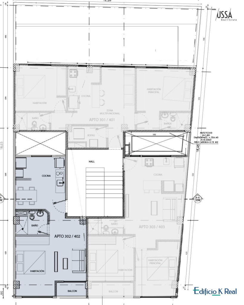 Plano general TERCER PISO 302-402