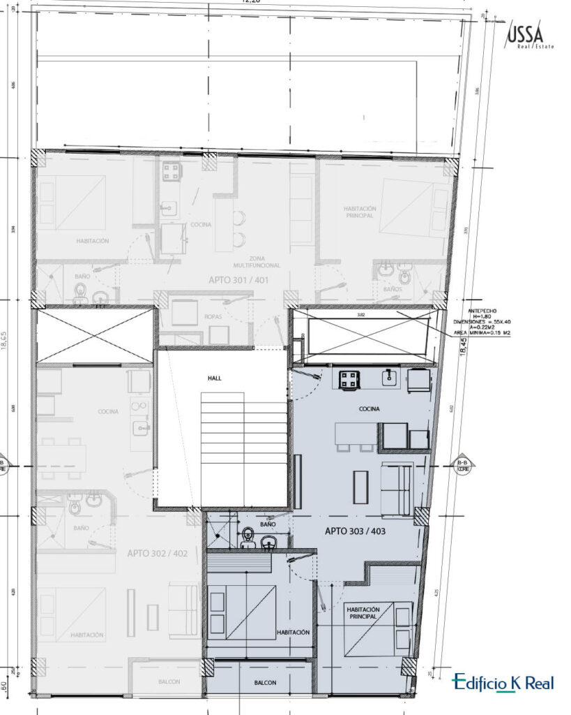 Plano general TERCER PISO 303-403
